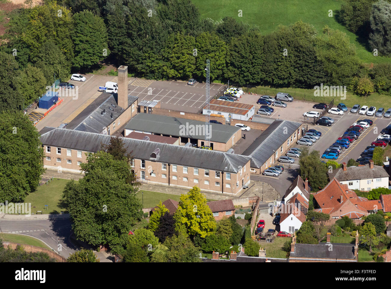 aerial view of Bury St Edmunds police station, Suffolk, UK Stock Photo