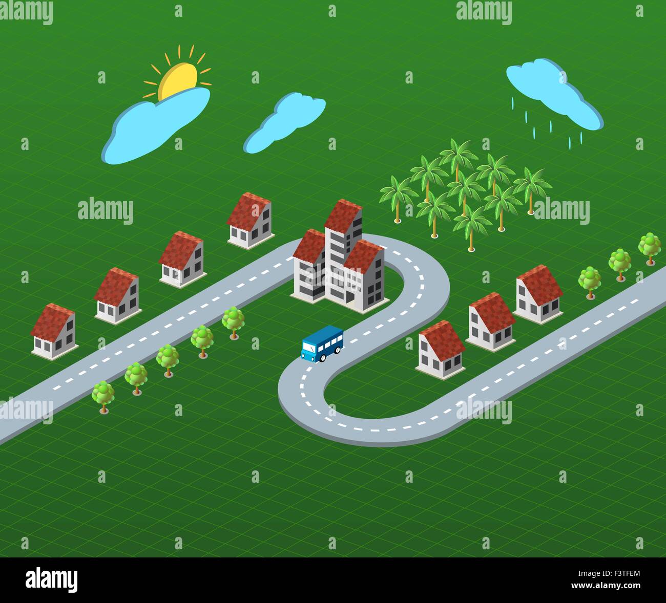 Town in isometric view with the landscape Stock Vector Image & Art - Alamy