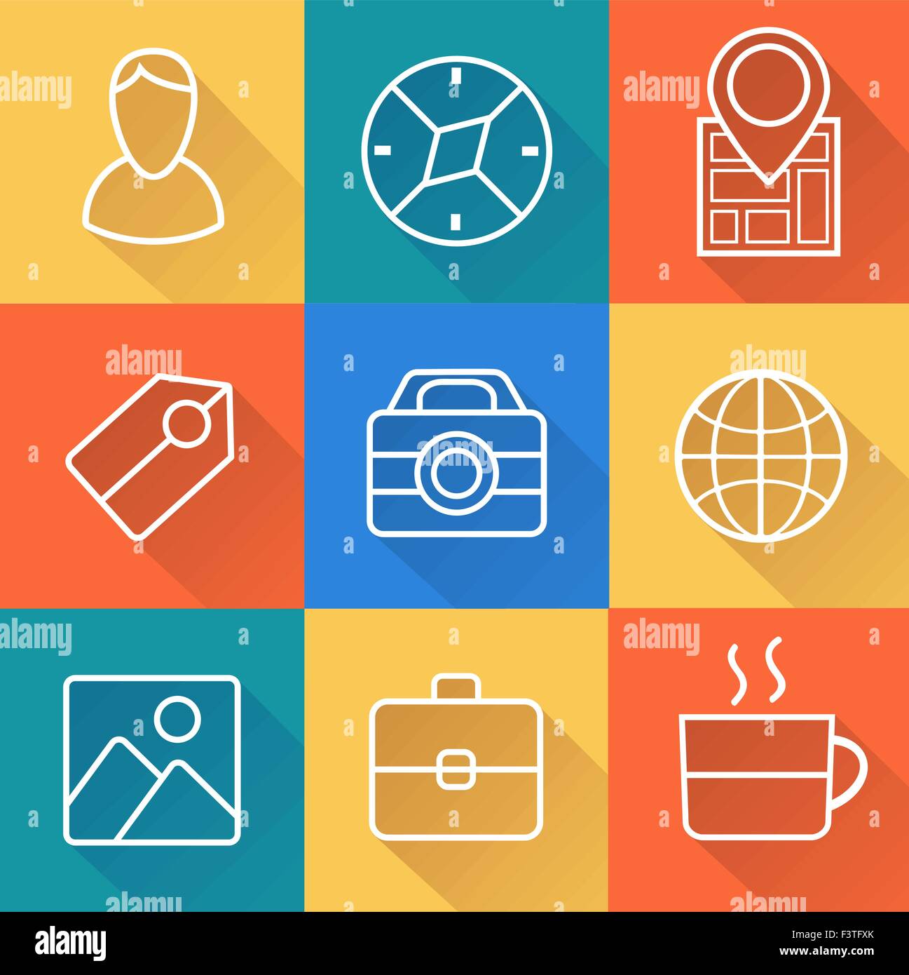 travel icons flat for design and inspiration with shadow Stock Vector ...