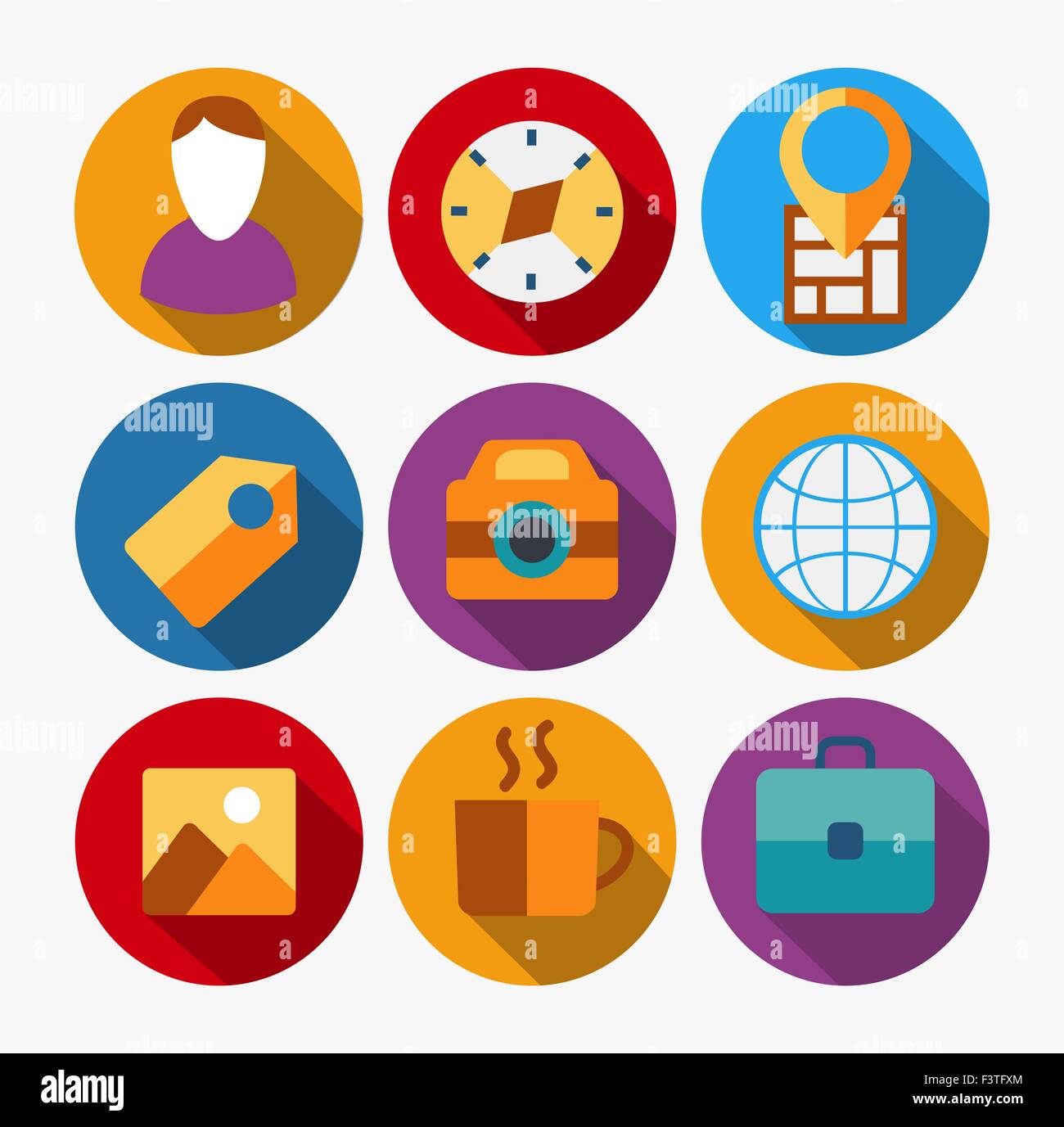 travel icons flat for design and inspiration with shadow Stock Vector ...