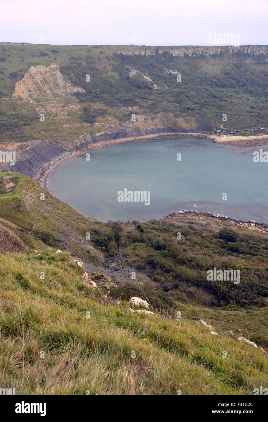 View across  Chapmans Pool Dorset  take in the spectacular Jurassic coastal scenery. Stock Photo
