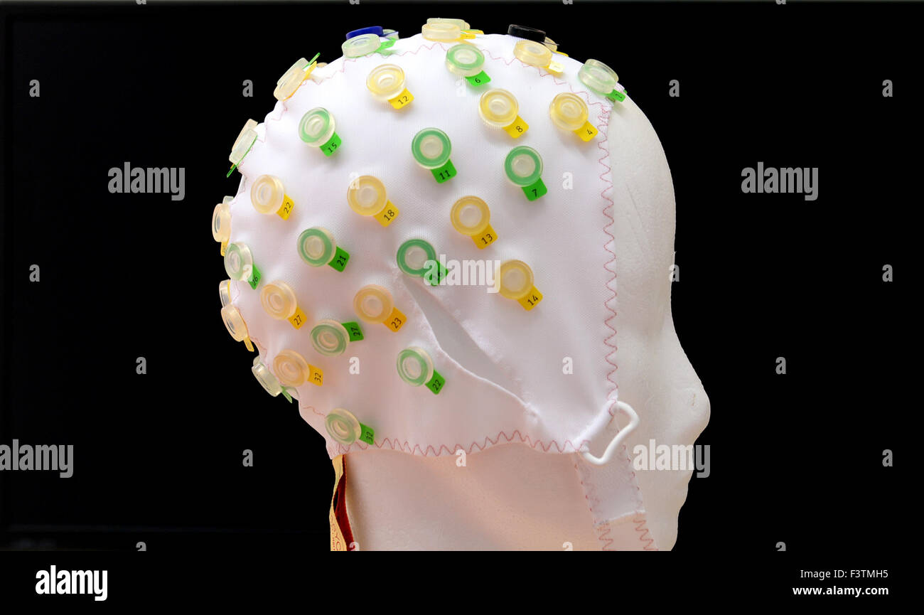Potsdam, Germany. 12th Oct, 2015. A fabric cap used to measure brain ...