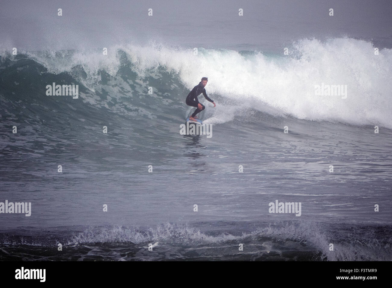 Surfer at Morro Bay California Stock Photo