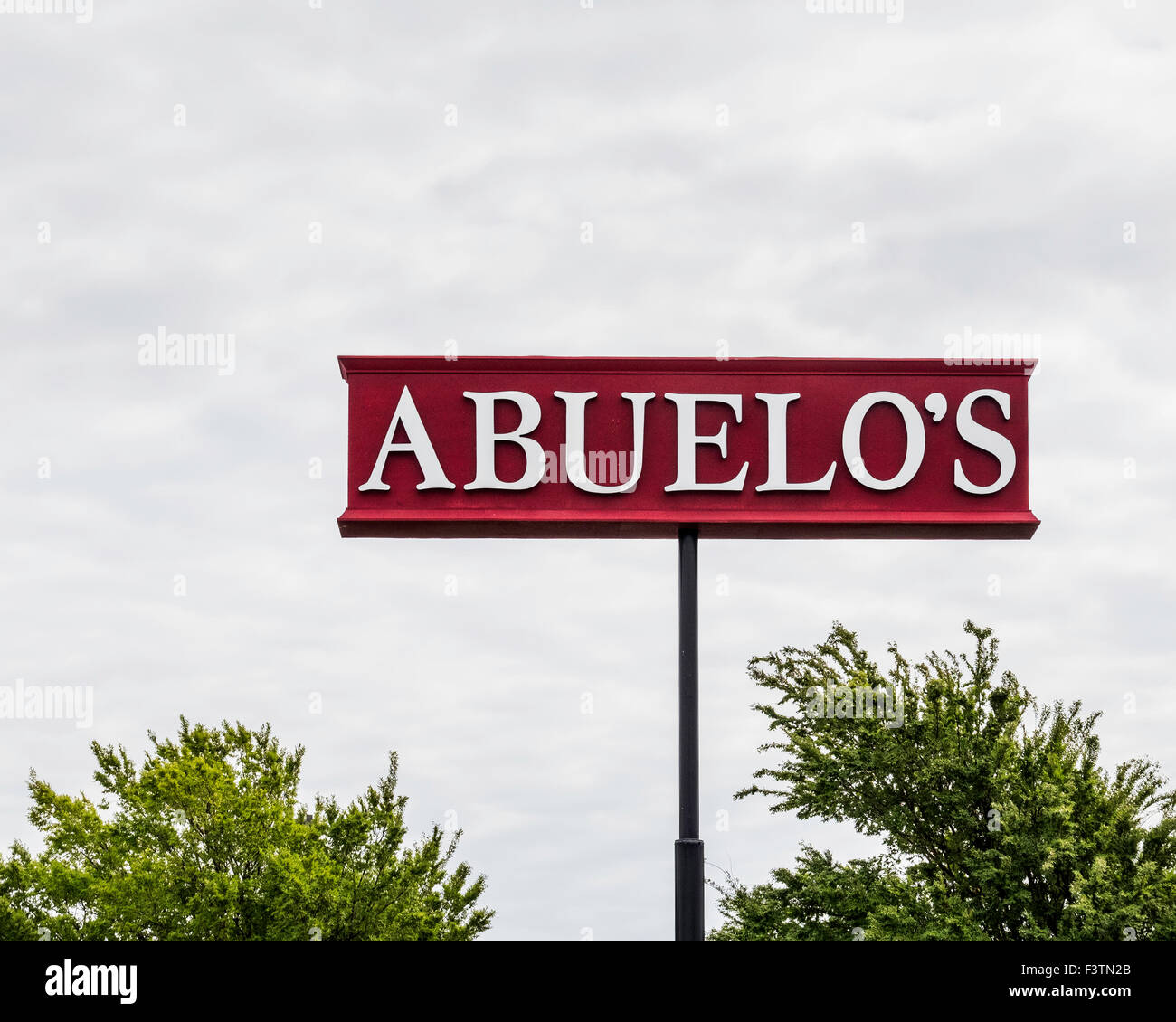 A pole sign advertising Abuelo's Mexican Food Embassy, a restuarant serving Mexican Cuisine in Oklahoma City, Oklahoma, USA. U.S., U.S.A. Stock Photo