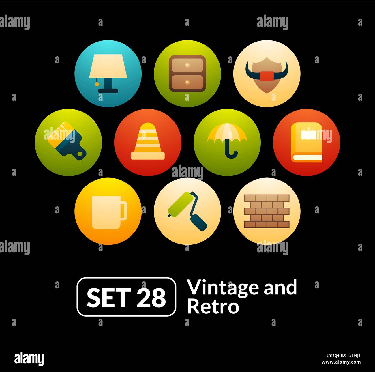 Flat icons vector set 28 - vintage collection Stock Vector Image & Art ...