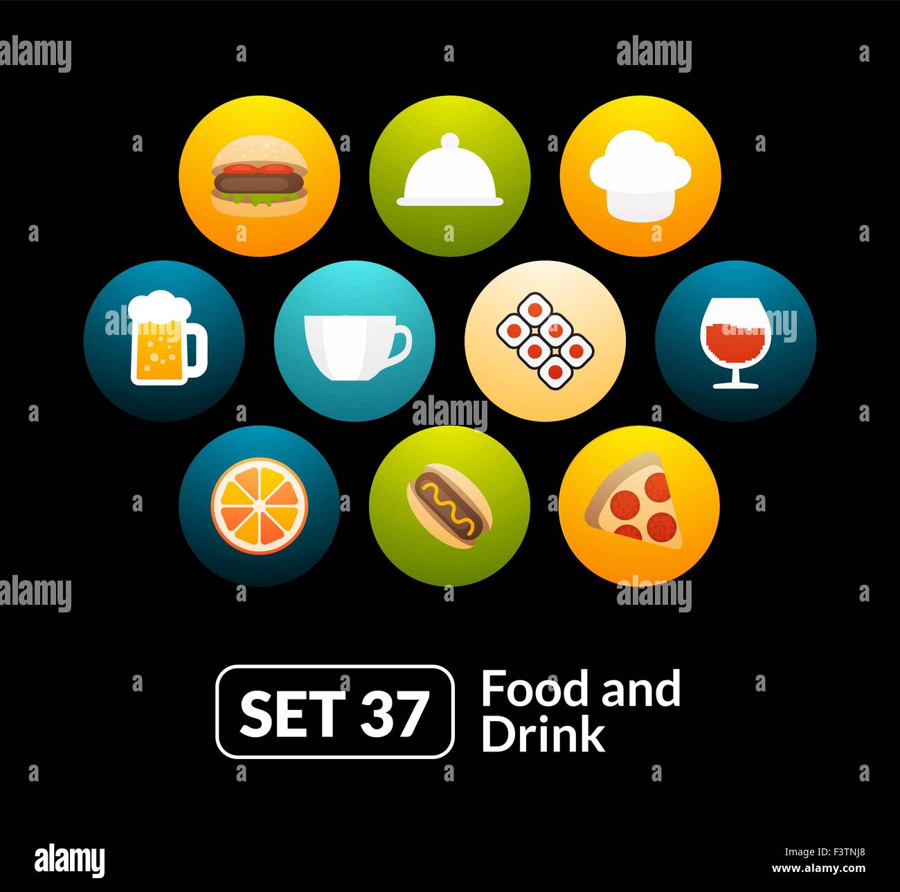 Flat icons set 37 - food and drink collection Stock Vector Image & Art ...