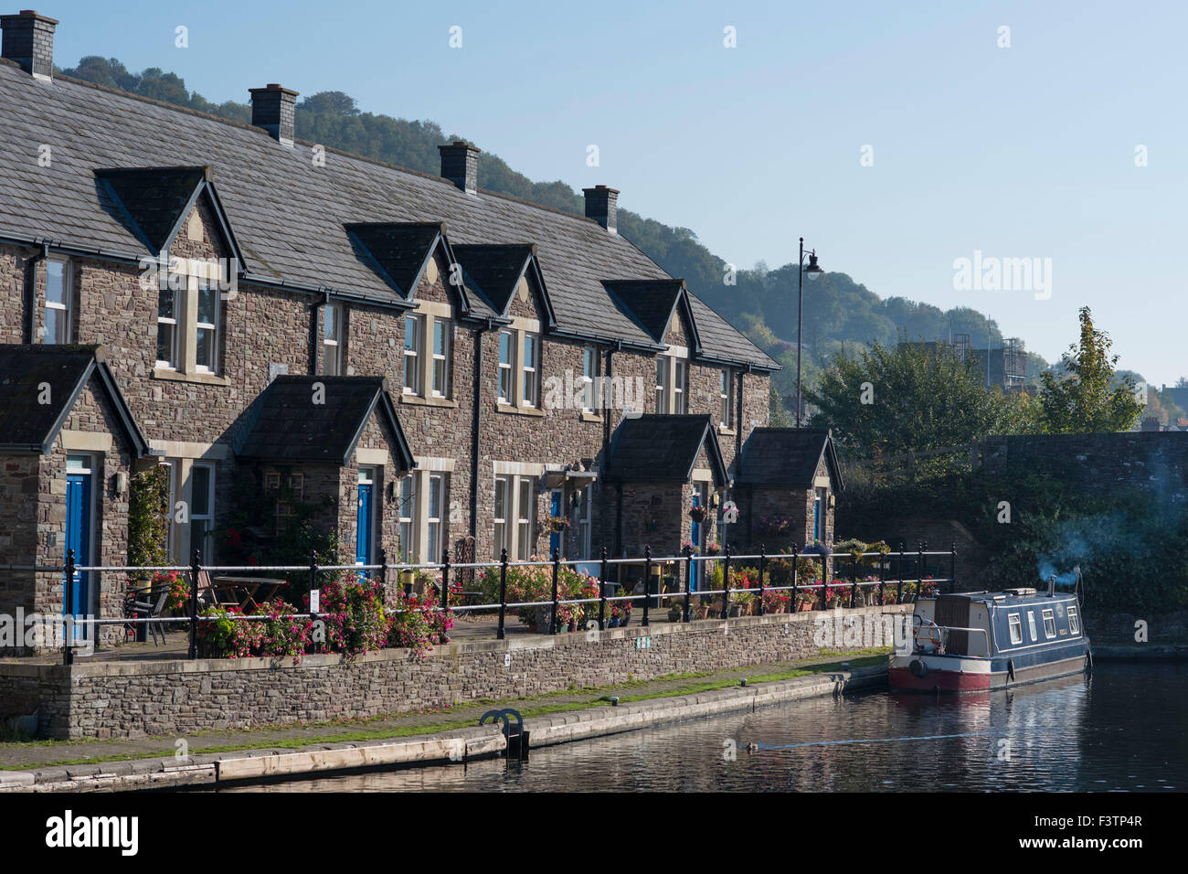 The Monmouthshire and Brecon Canal in Brecon, South Wales. Stock Photo