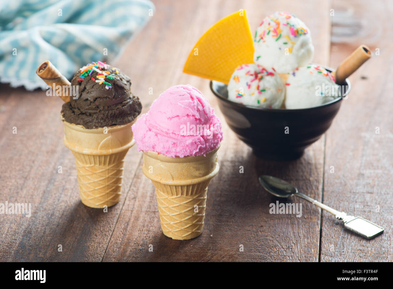 various cone ice creams Stock Photo Alamy