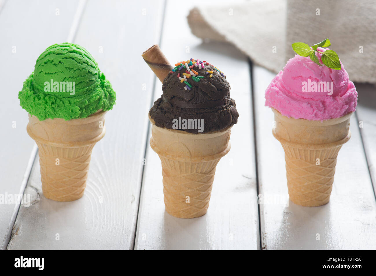 various cone ice creams Stock Photo Alamy