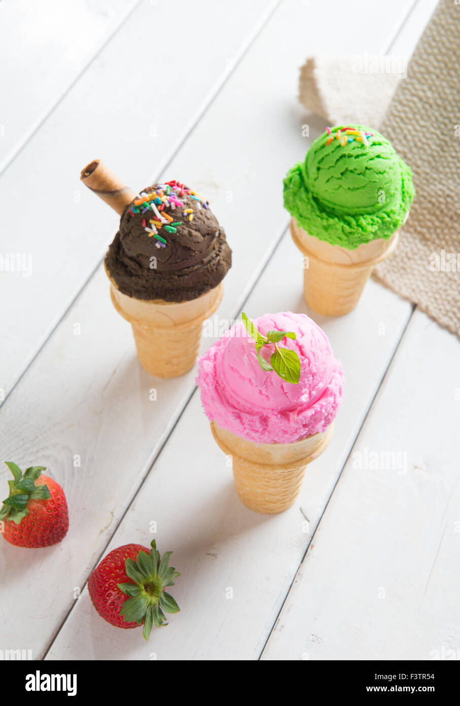 various cone ice creams Stock Photo Alamy