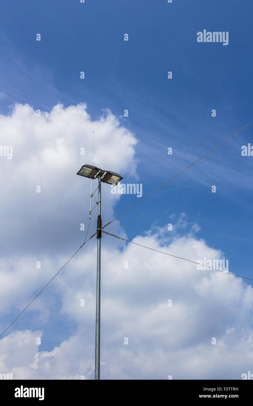 External illuminator with metal cables of connection and antenna. Stock Photo