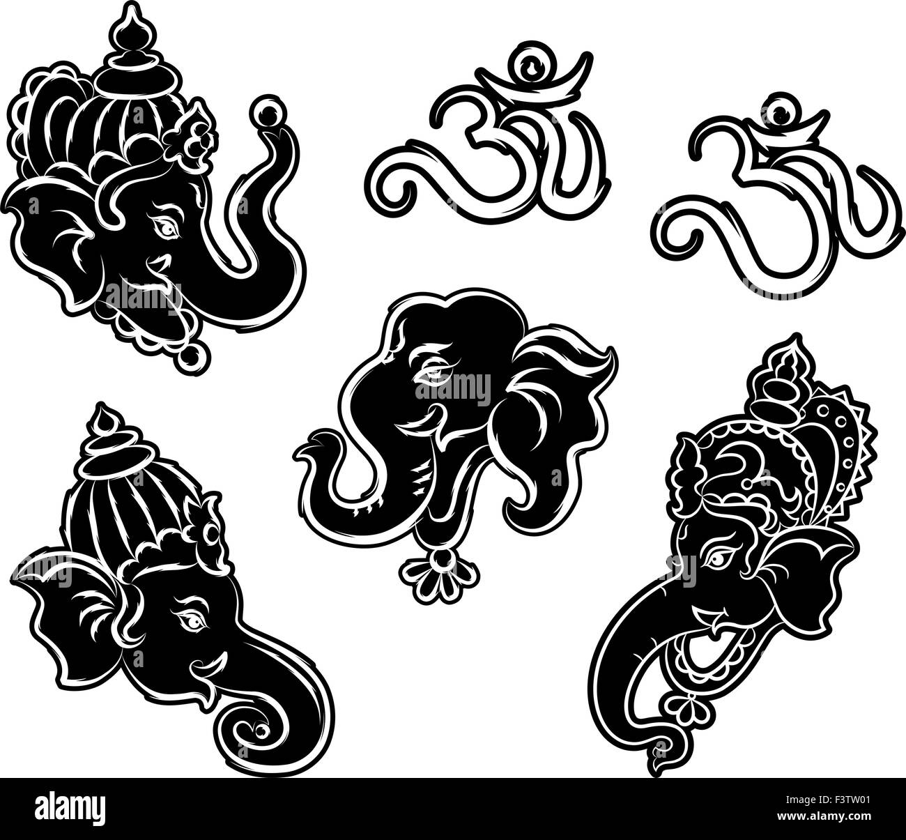 Ganesha Collection Set Vector Art Stock Vector