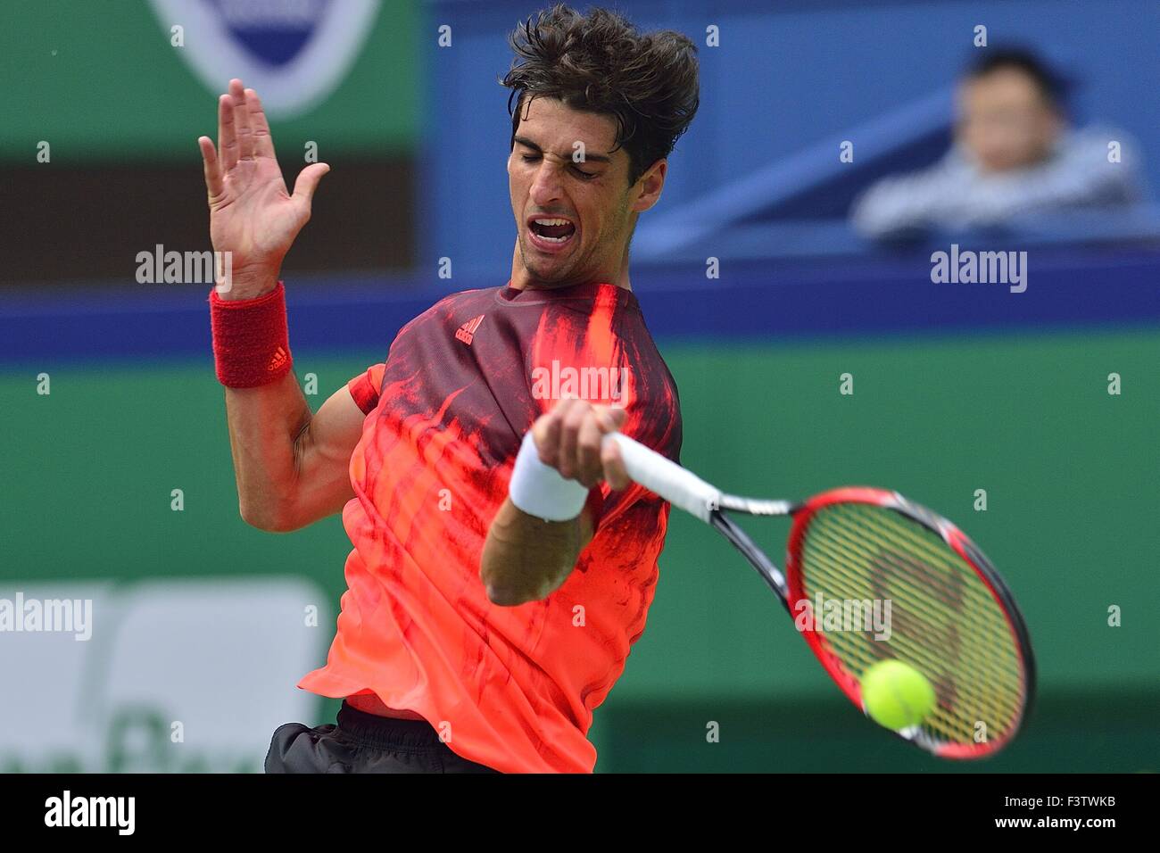 Oct. 13, 2015 - Shanghai, People's Republic of China - THOMAZ BELLUCCI  (BRA) during his match against MILOS RAONIC (CAN), during the Shanghai  Rolex Masters 2015. Credit: Marcio Machado/ZUMA Wire/Alamy Live News