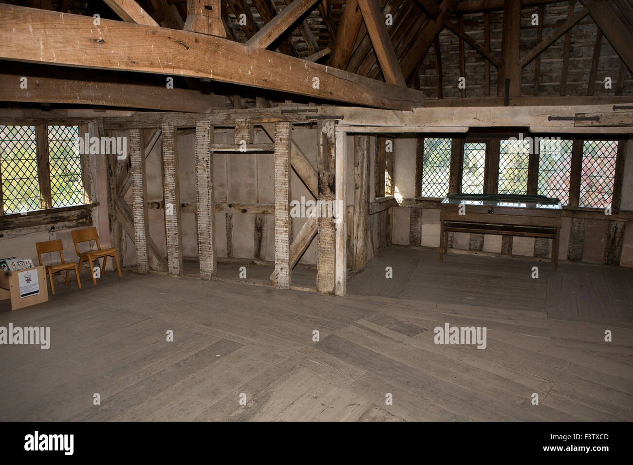 UK, England, Shropshire, Craven Arms, Stokesay Castle, North Tower, upper chamber Stock Photo