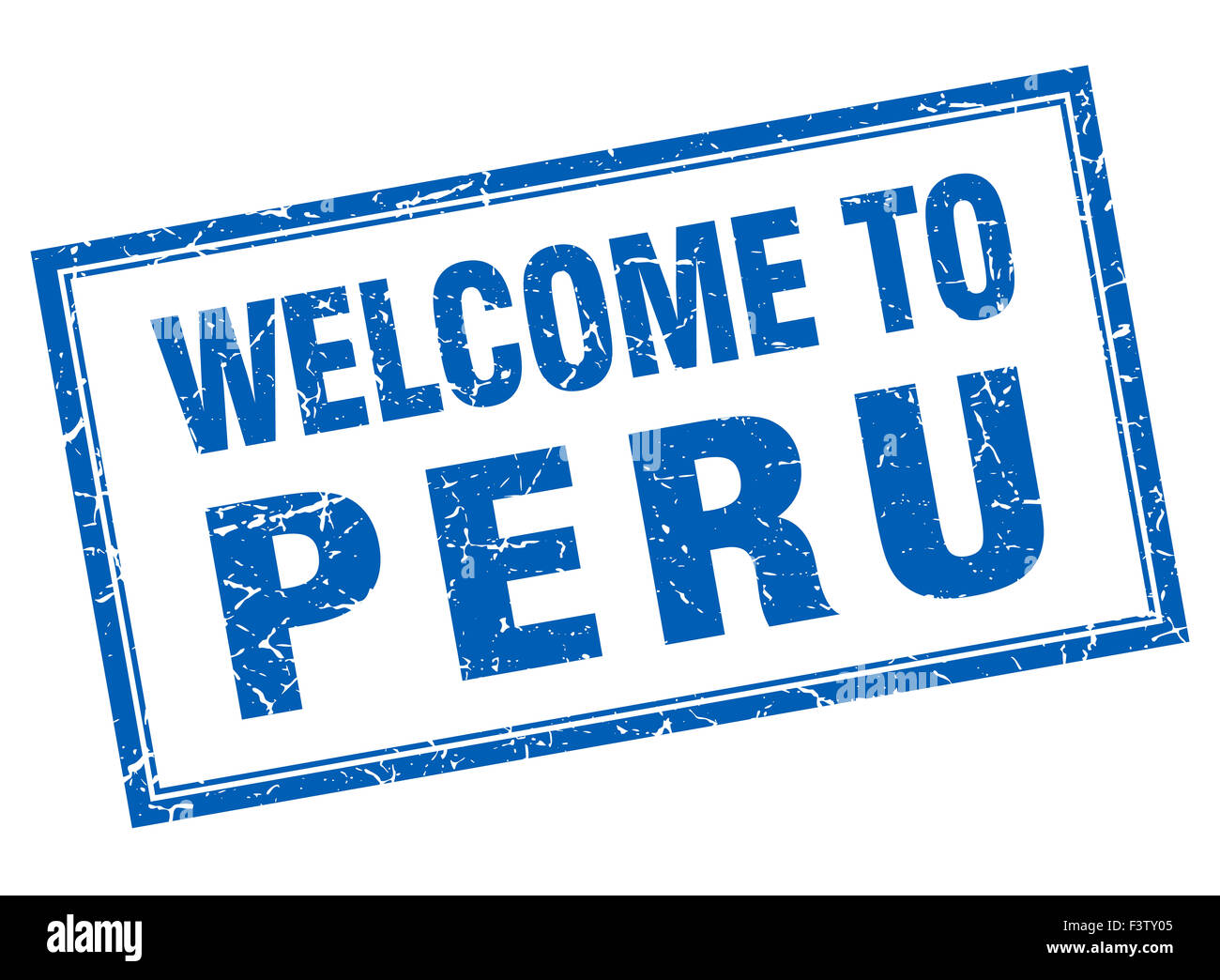 Peru blue square grunge welcome isolated stamp Stock Photo - Alamy