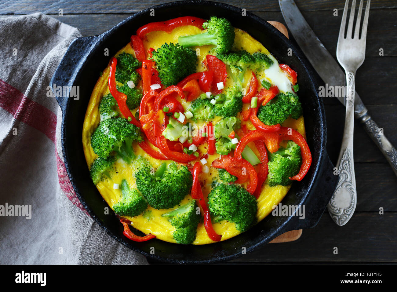 frittata with vegetables, rustic food Stock Photo