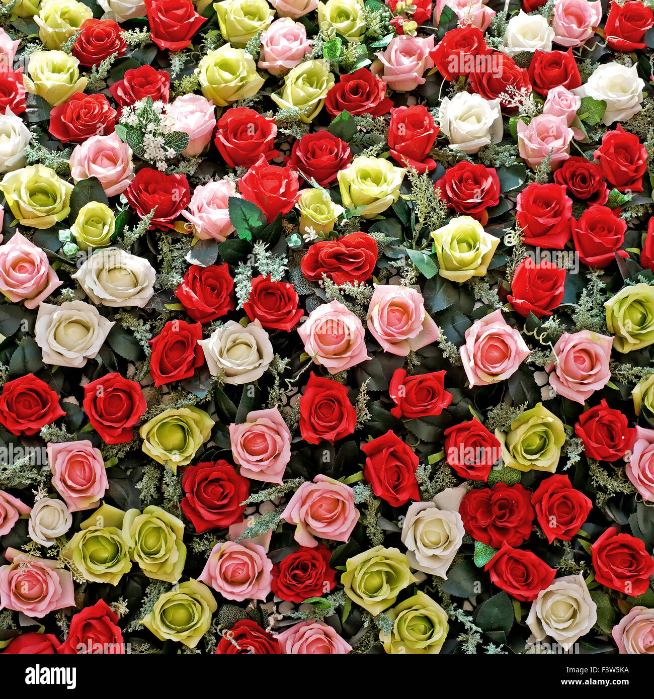 colorful of rose artificial flower as background Stock Photo