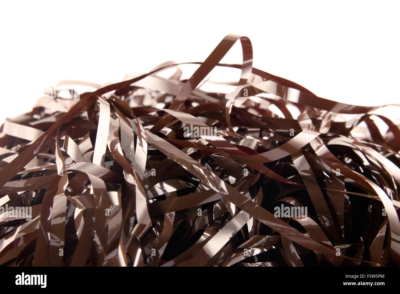 chewed-up tape spaghetti or Celluloid jam Stock Photo