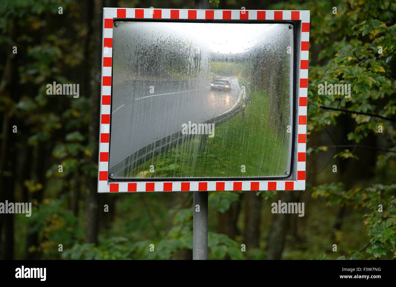 Street in a mirror, Germany, city of Elend, 07. October 2015. Photo: Frank May Stock Photo