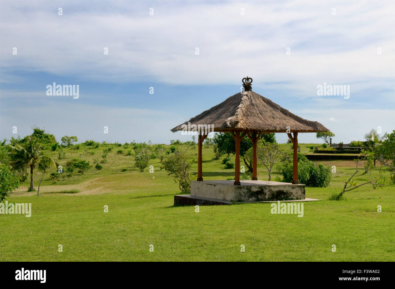 Hut in green field of India Stock Photo
