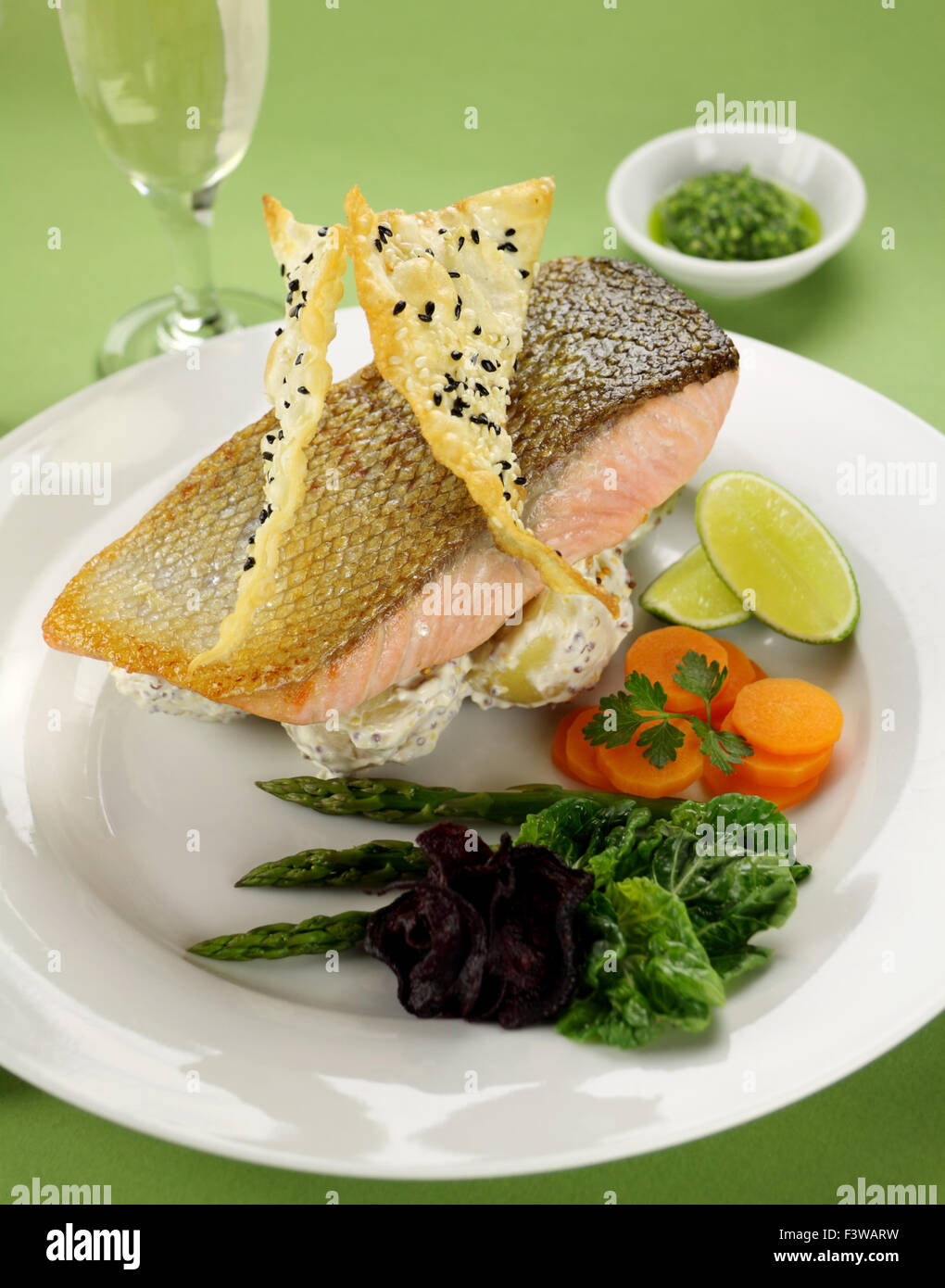 Crispy Skin Salmon Stock Photo - Alamy