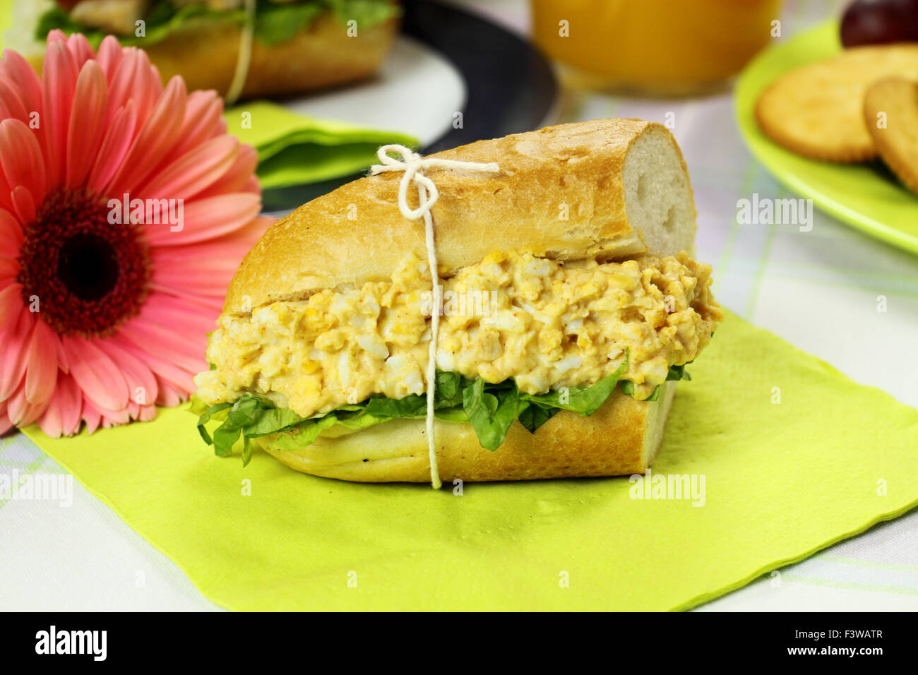 Curried Egg And Lettuce Roll Stock Photo Alamy