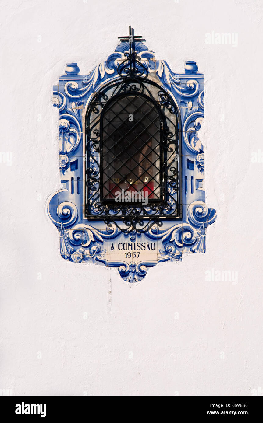 Decorated window of church in Aveiro Stock Photo
