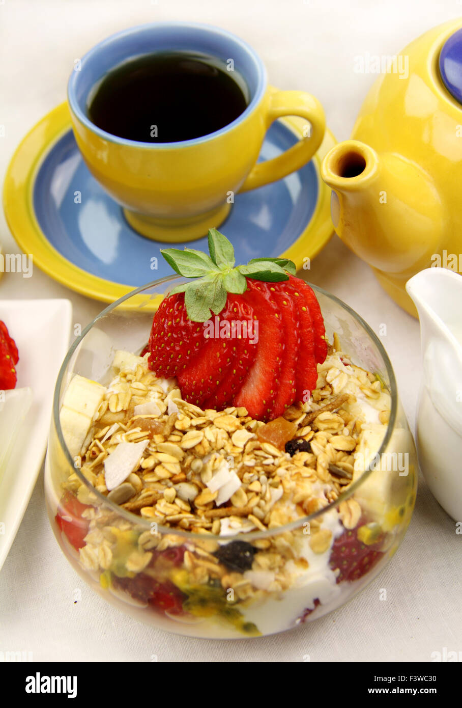 Muesli And Tea Stock Photo Alamy