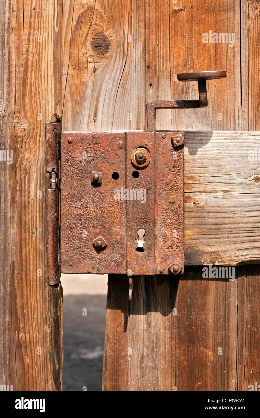 old rusty door lock Stock Photo