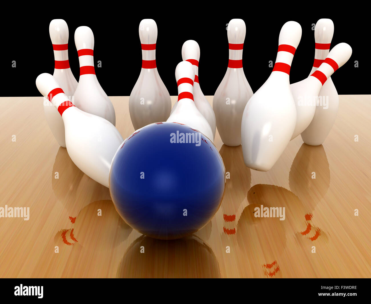 Bowling Pins on wood background Stock Photo Alamy