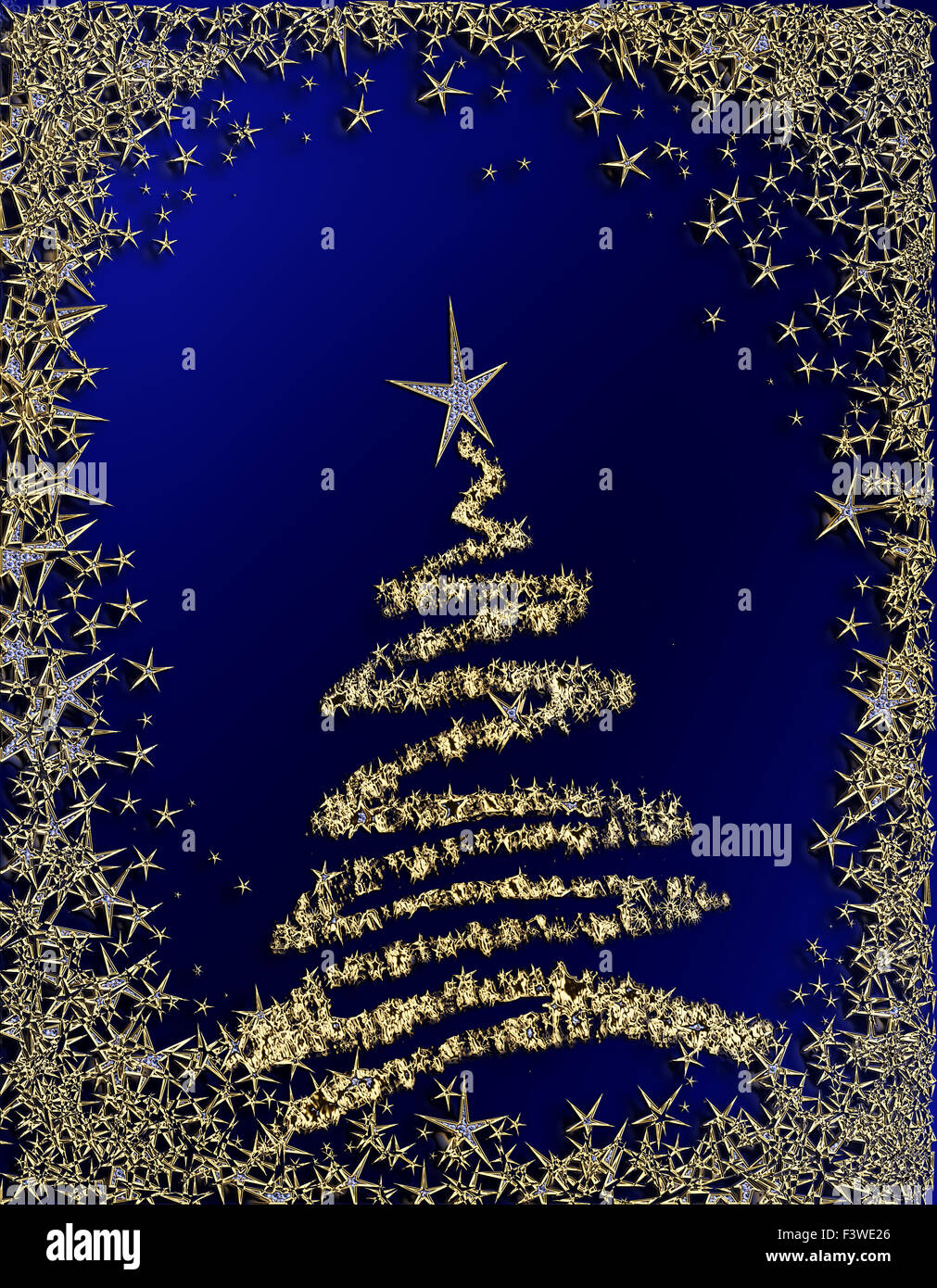 starry Christmas tree on blue background Stock Photo - Alamy