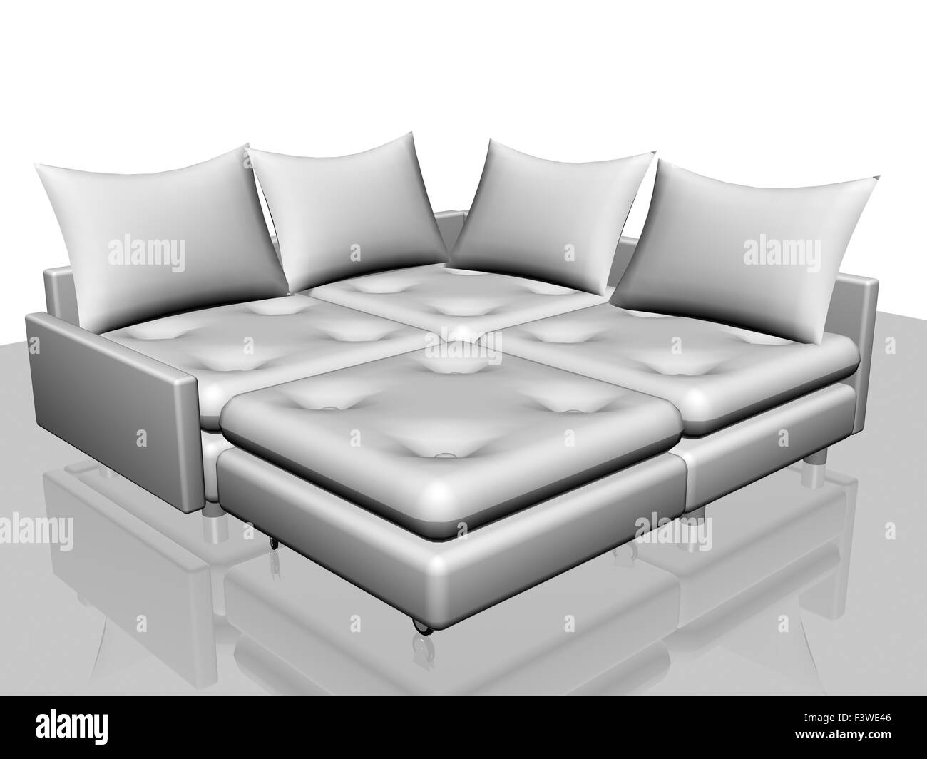 L shape sofa Black and White Stock Photos & Images - Alamy