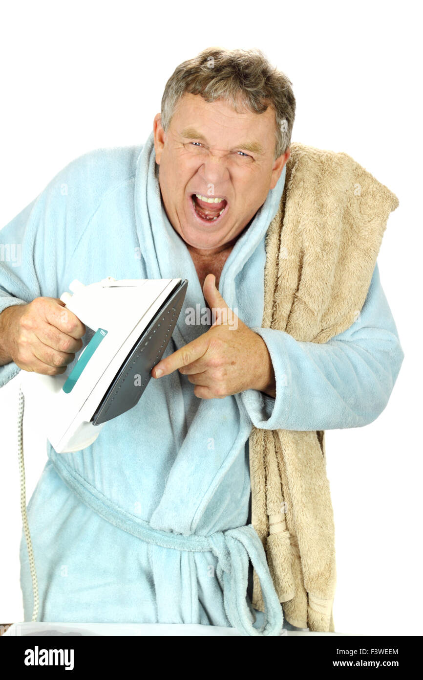 Man Burns Finger On Iron Stock Photo Alamy