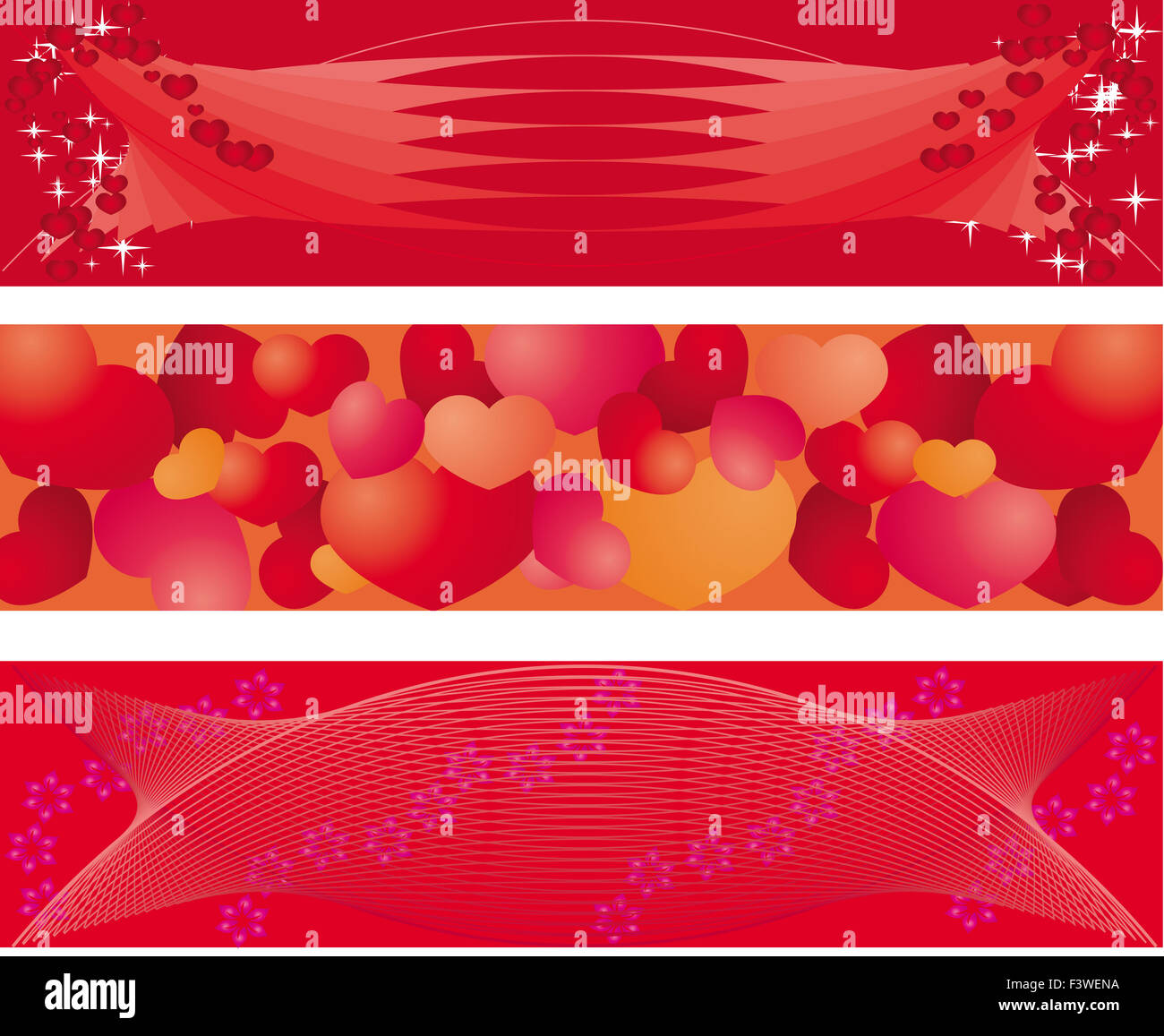 set of 3 banners on balentine day Stock Photo - Alamy
