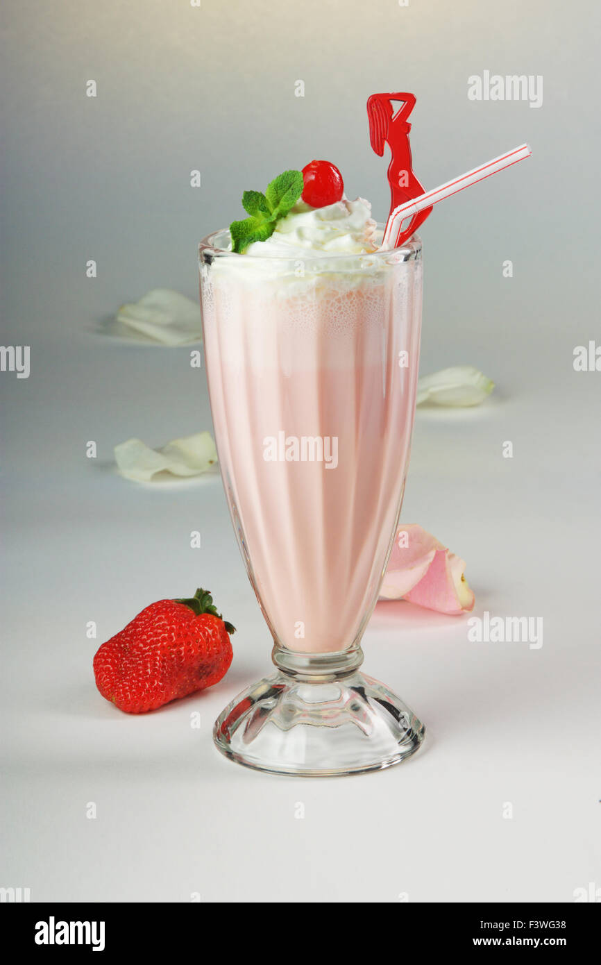 cocktails with strawberries and cream Stock Photo