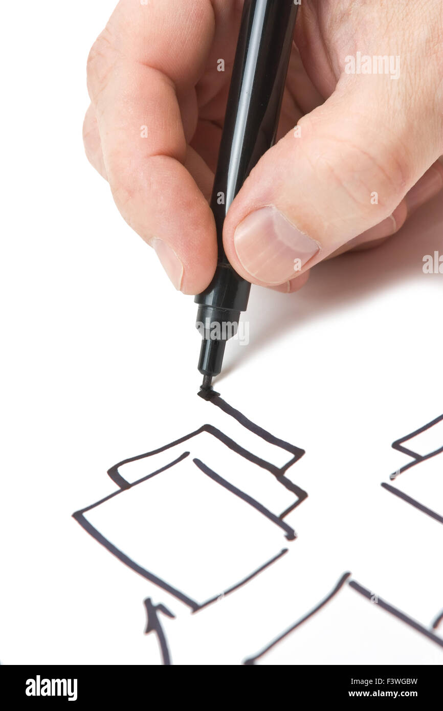 arm marker draws a block diagram Stock Photo Alamy