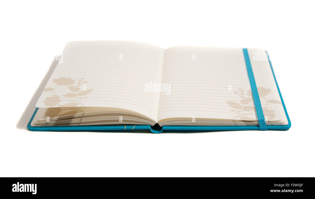 bound blue notebook ready for your words Stock Photo