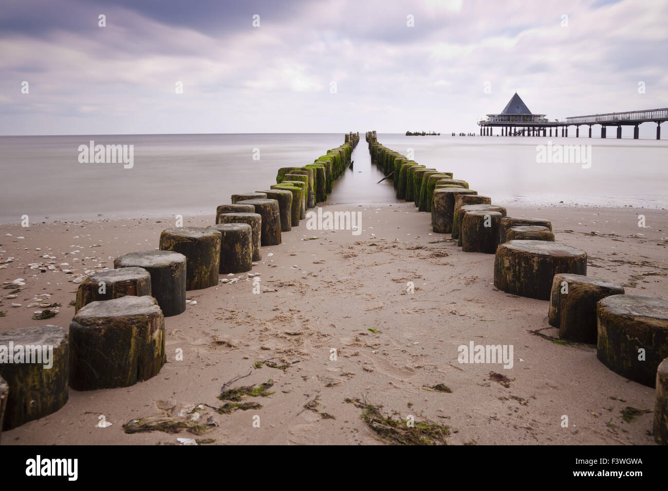 Groynes on the Baltic Sea beach Stock Photo