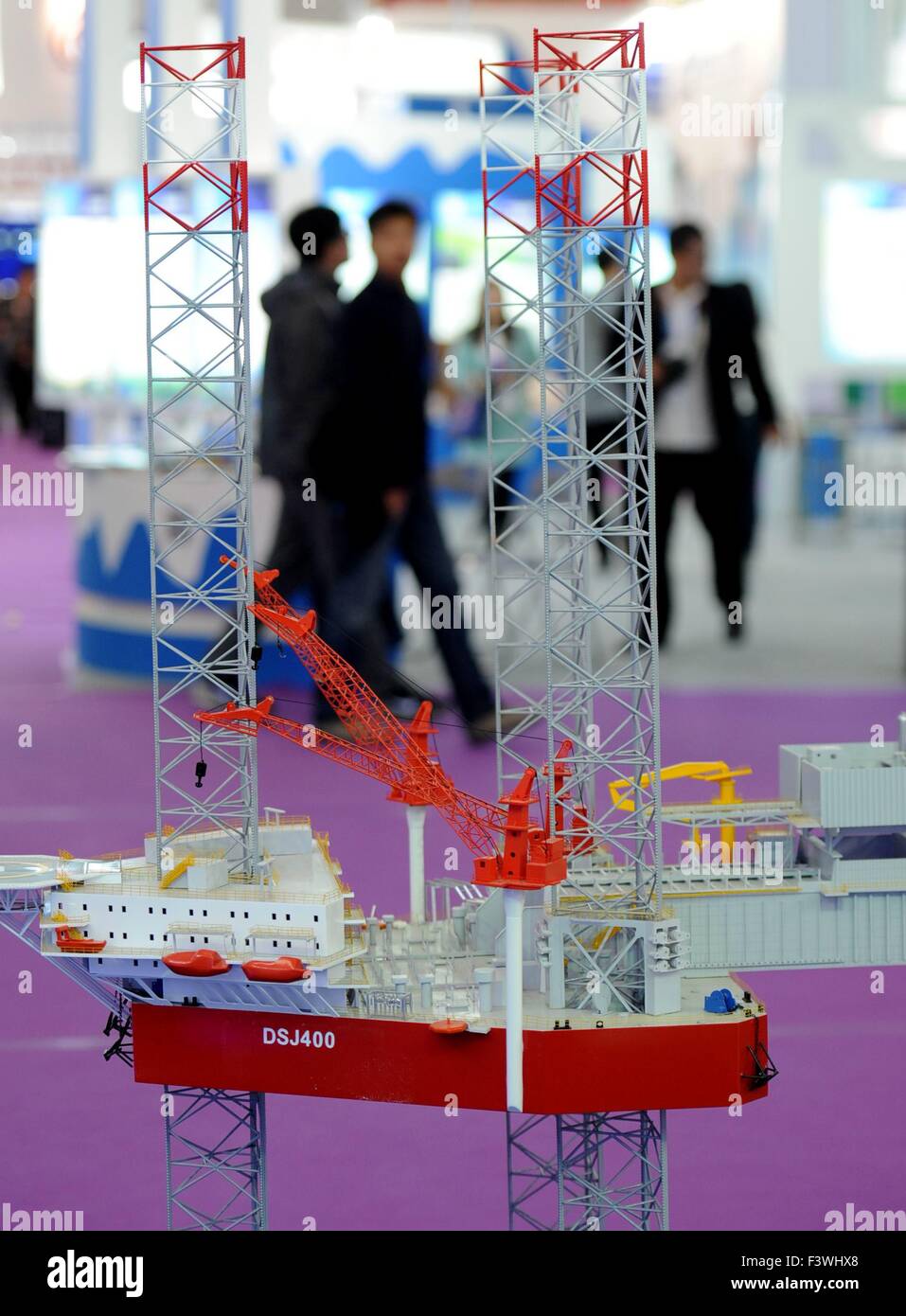 (151013) -- HARBIN, Oct. 13, 2015 (Xinhua) -- The booth of China Shipbuilding Industry Corporation is seen during the second China-Russia Exposition in Harbin, northeast China's Heilongjiang Province, Oct. 13, 2015. Nearly 10,000 businessmen from 103 countries and regions attended the expo. The event will last till Oct. 16, 2015.(Xinhua/Wang Song)  (zhs) Stock Photo