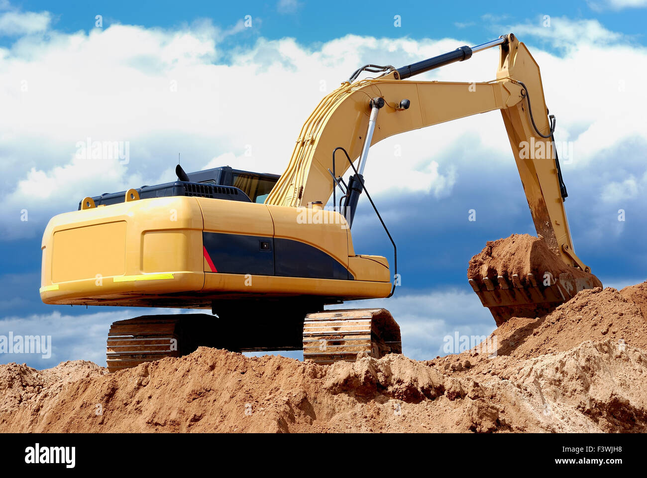 Excavator loader in sandpit Stock Photo