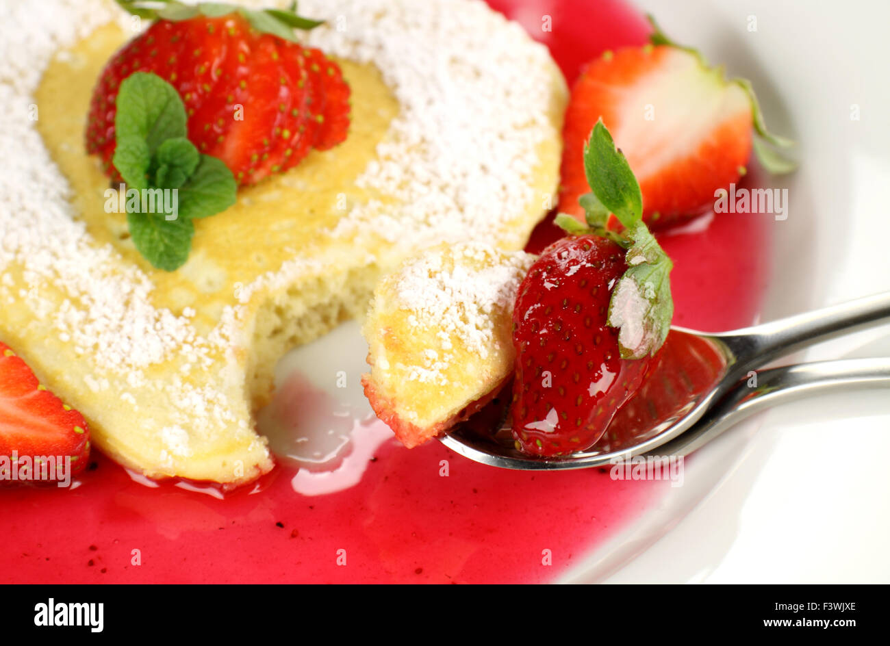 Strawberry Pancake Stock Photo