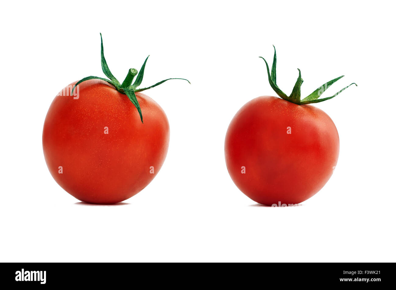 two red whole tomato Stock Photo
