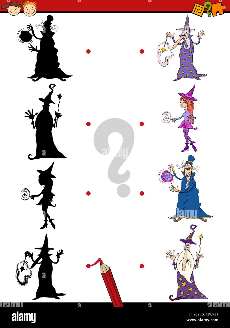 Cartoon Illustration of Education Shadow Matching Game for Preschool ...
