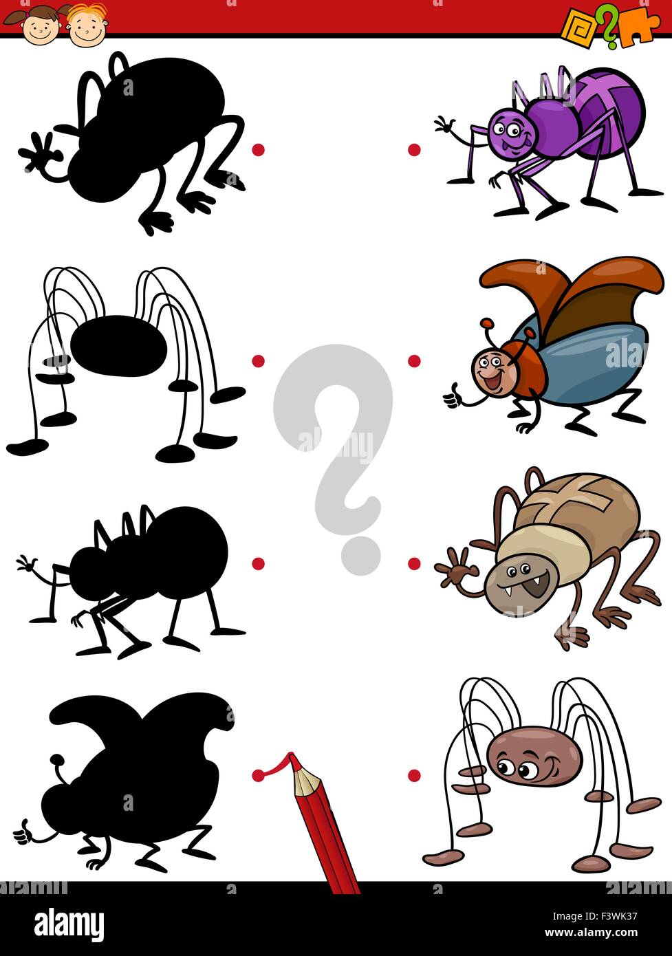 Cartoon Illustration of Education Shadow Task for Preschool Children ...