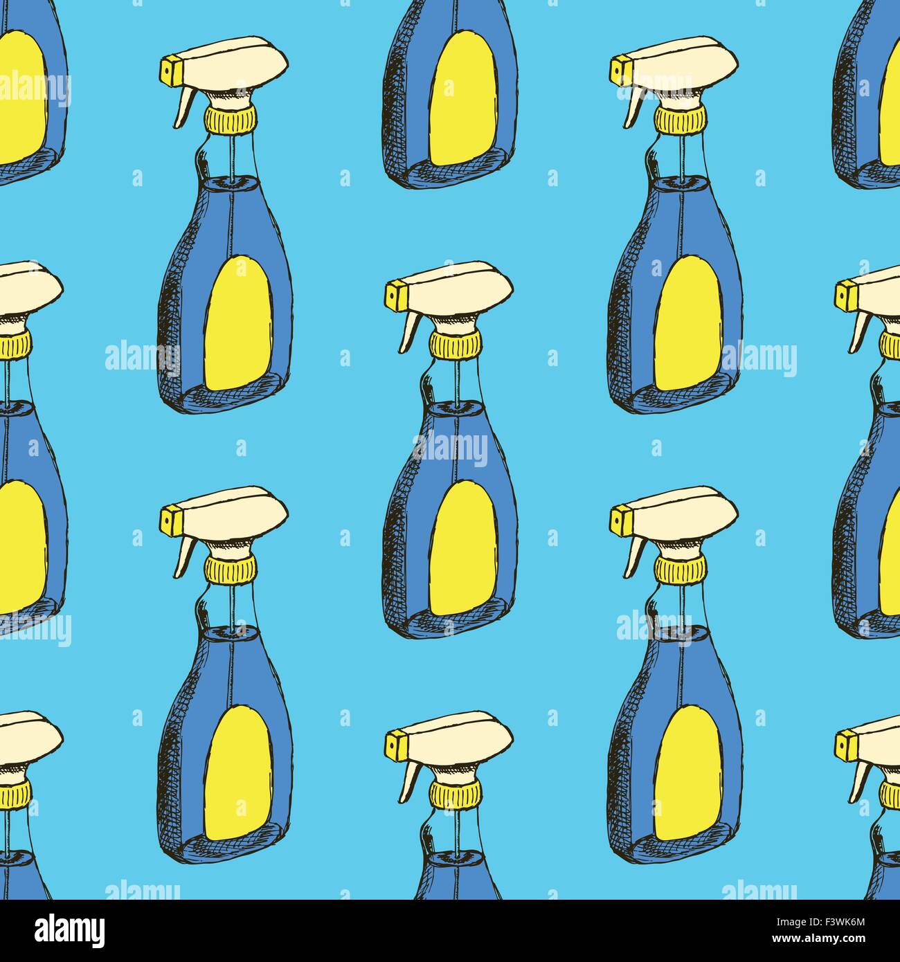 Janitor Pattern Sketch janitorial in vintage style, vector seamless pattern Stock ...