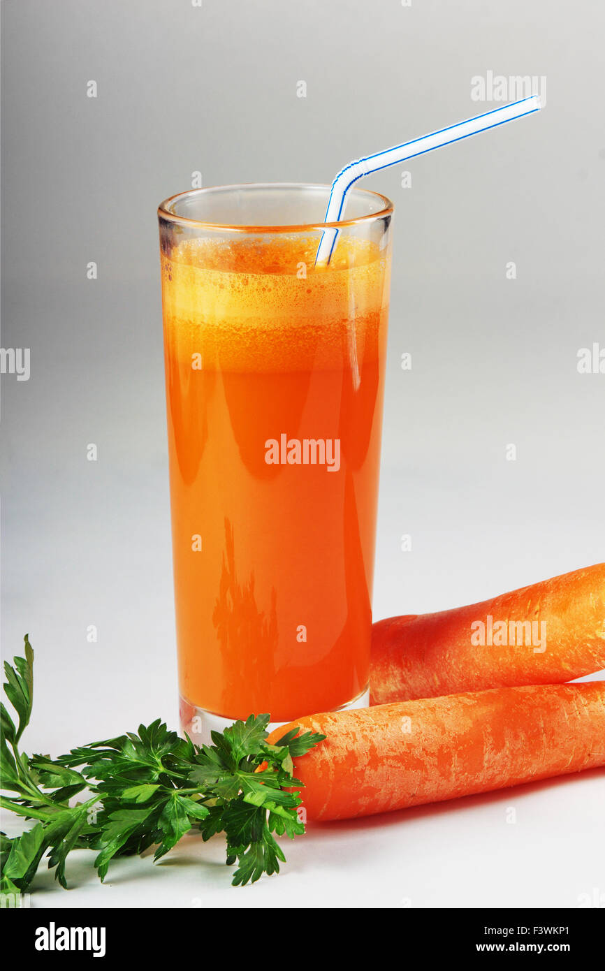 carrot juice in a glass Stock Photo