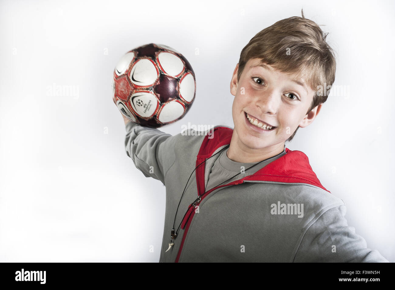 Boy Want To Throw A Ball Stock Photo Alamy
