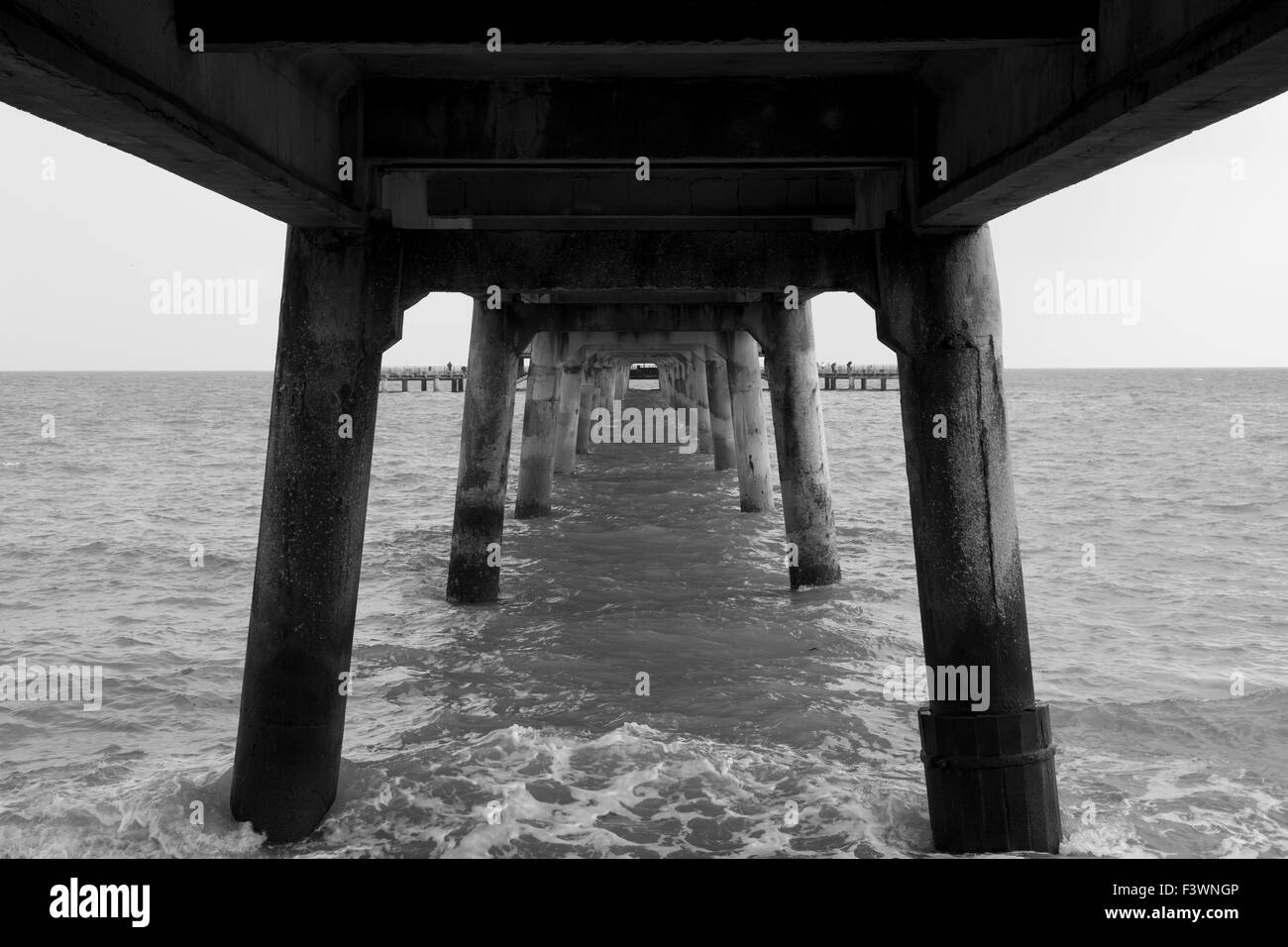 View from the underneath of deal pier (Kent, UK) Stock Photo