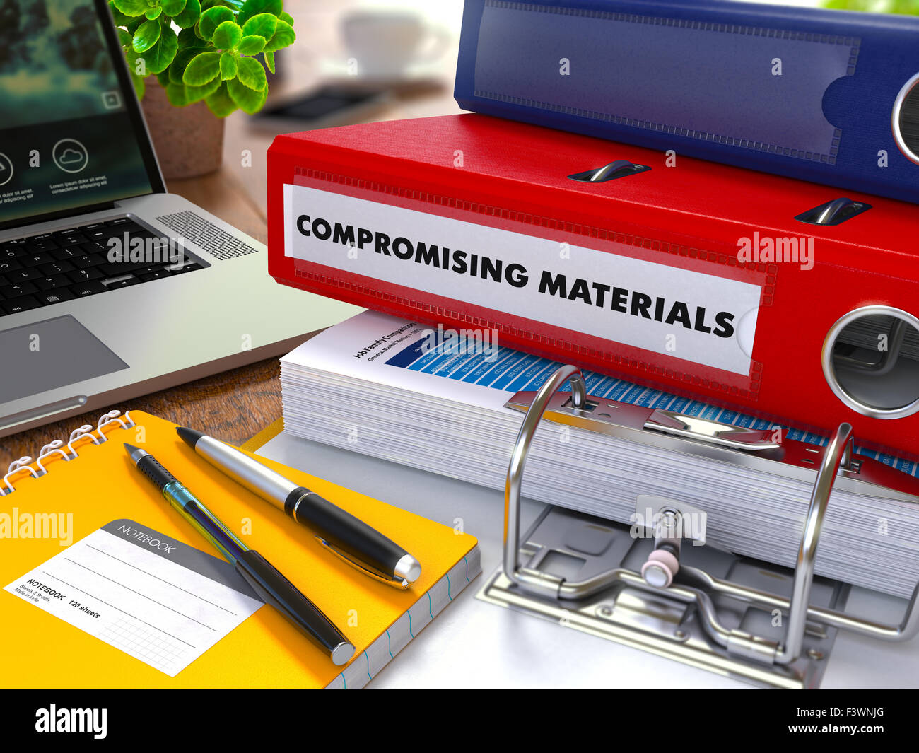 Red Ring Binder with Inscription Compromising Materials on Background ...