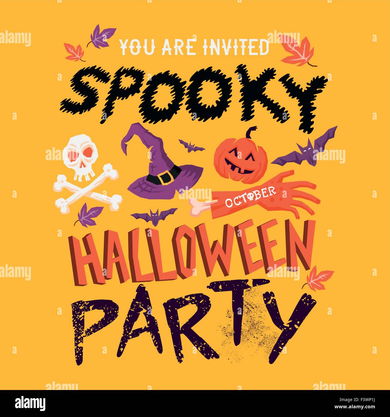 Spooky Halloween party design poster. Happy Halloween! Vector illustration Stock Vector